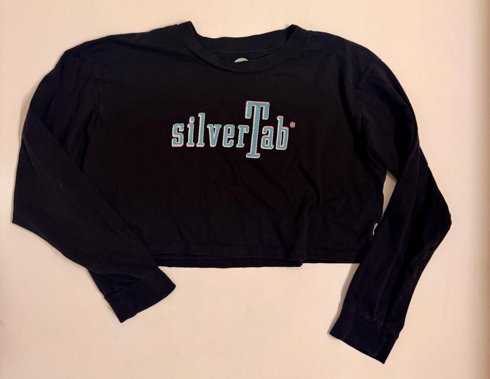 Levi's Silver Tab Long Sleeve Crop Tee Black Size S Women